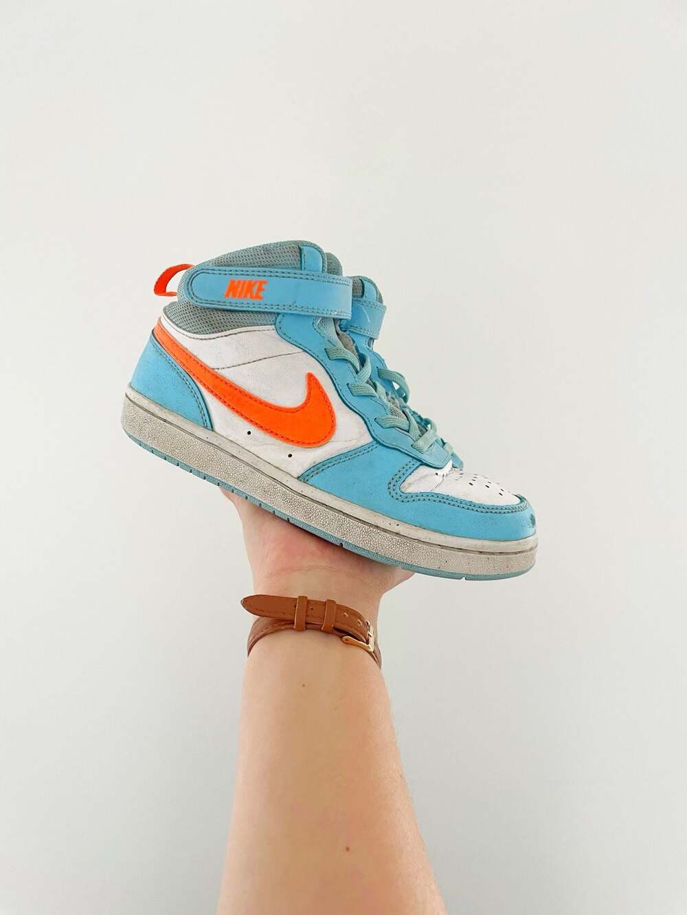 Nike Court Borough Mid 2 GS Light Blue Orange Sneakers